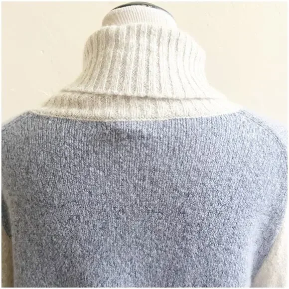 C by Bloomingdale’s Women Cashmere Pullover Sweater Sz L Turtleneck Colorblock - Picture 9 of 9